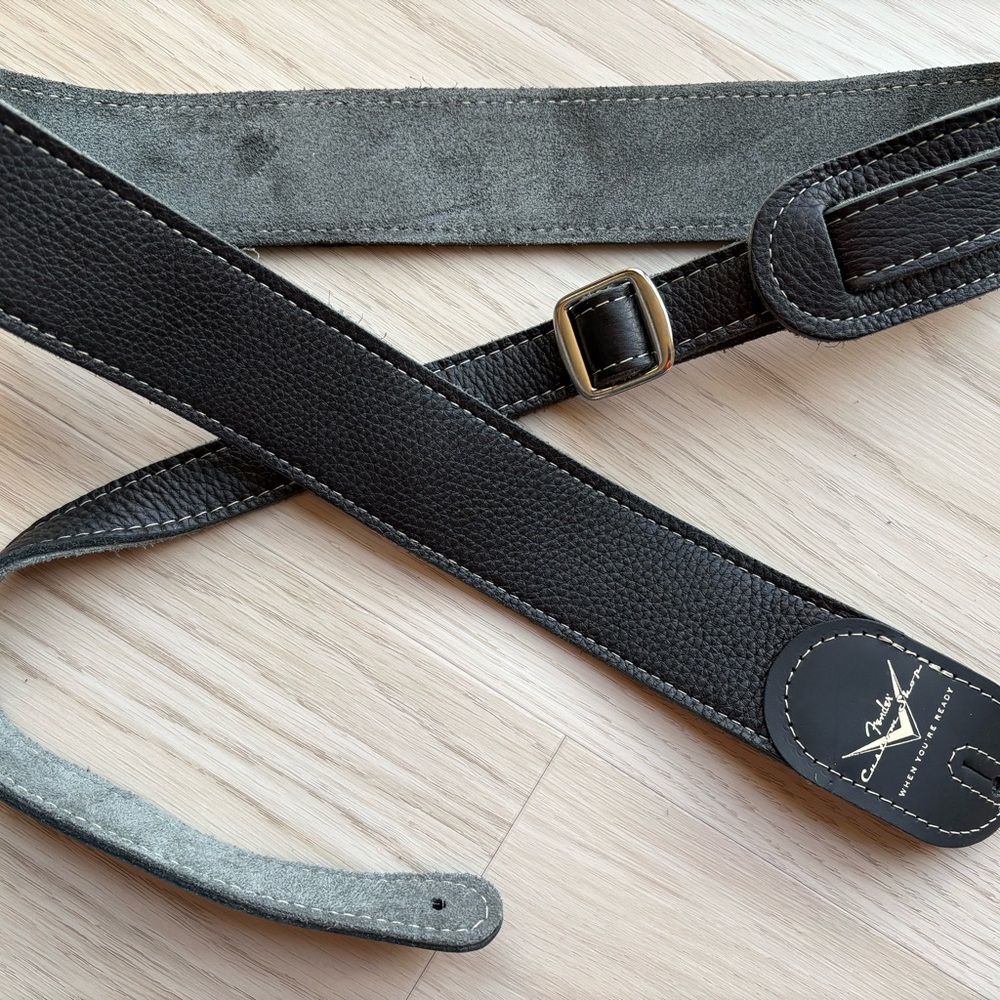 Fender Custom Shop GUITAR STRAP Strat Tele Black Leather NEW